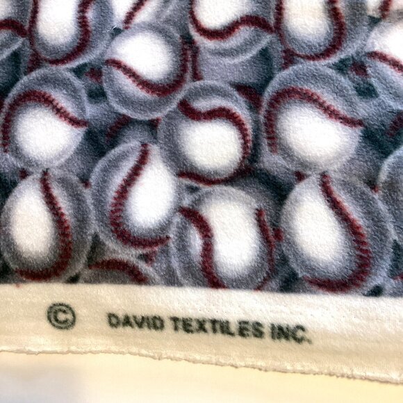 Gray Fleece Fabric One Piece of Material Baseballs Balls Sports Sewing Quilting - Picture 4 of 6